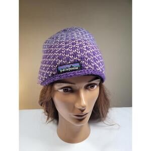 Patagonia Hat Beanie Fitted Womens One Size Purple Merino Wool  Fleece Lined